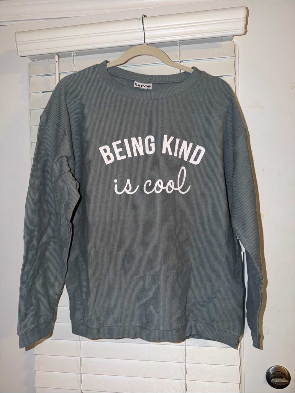Katy did 'Being Kind Is Cool' Crewneck Sweatshirt in Slate Gray/Green